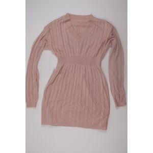 Sweater Dress Cable Knit Medium Pink Mini Fit Flare Casual Fall